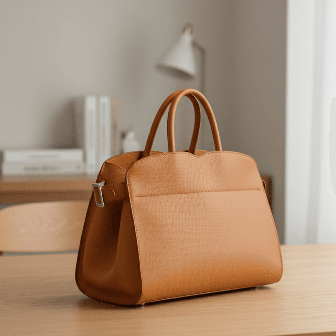 キャメルブラウン｜イタリアン植物タンニンなめし革のA4ハンドバッグ（自立型） | 3枚目