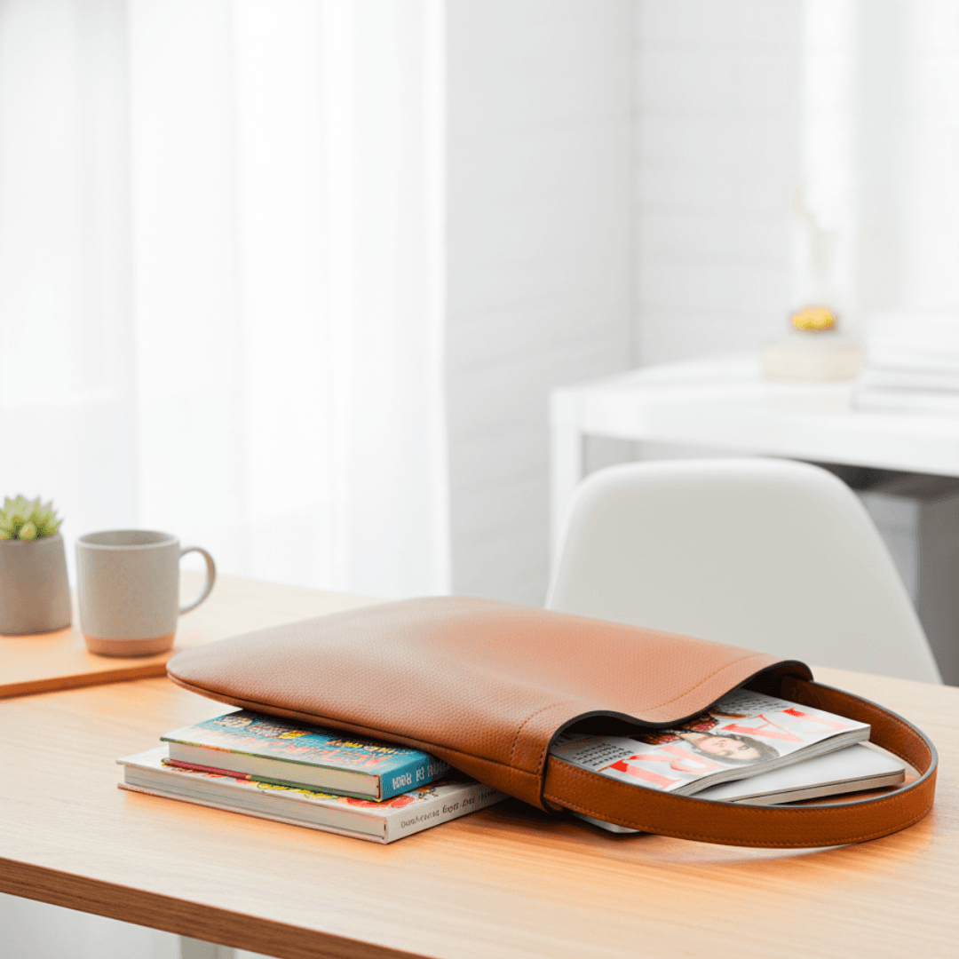 本革ショルダートート｜キャメルブラウン｜イタリアンレザー・A4サイズ収納可 | 3枚目