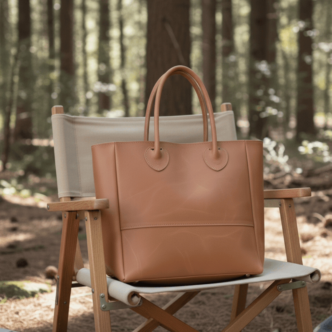 本革ボックストート｜イタリアン植物タンニンなめし革｜A4対応・自立型｜キャメルブラウン | 3枚目