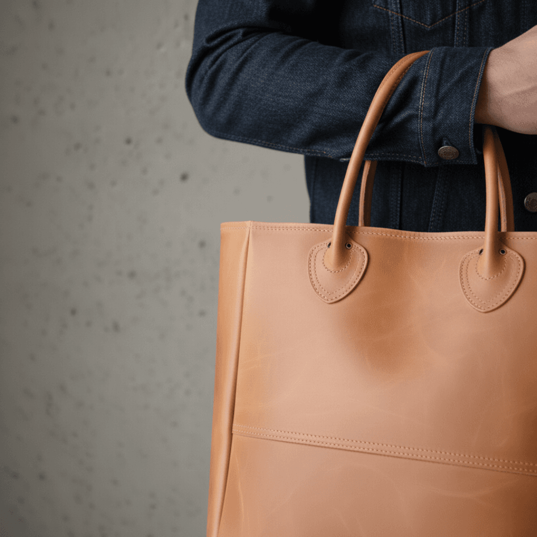 本革ボックストート｜イタリアン植物タンニンなめし革｜A4対応・自立型｜キャメルブラウン | 4枚目