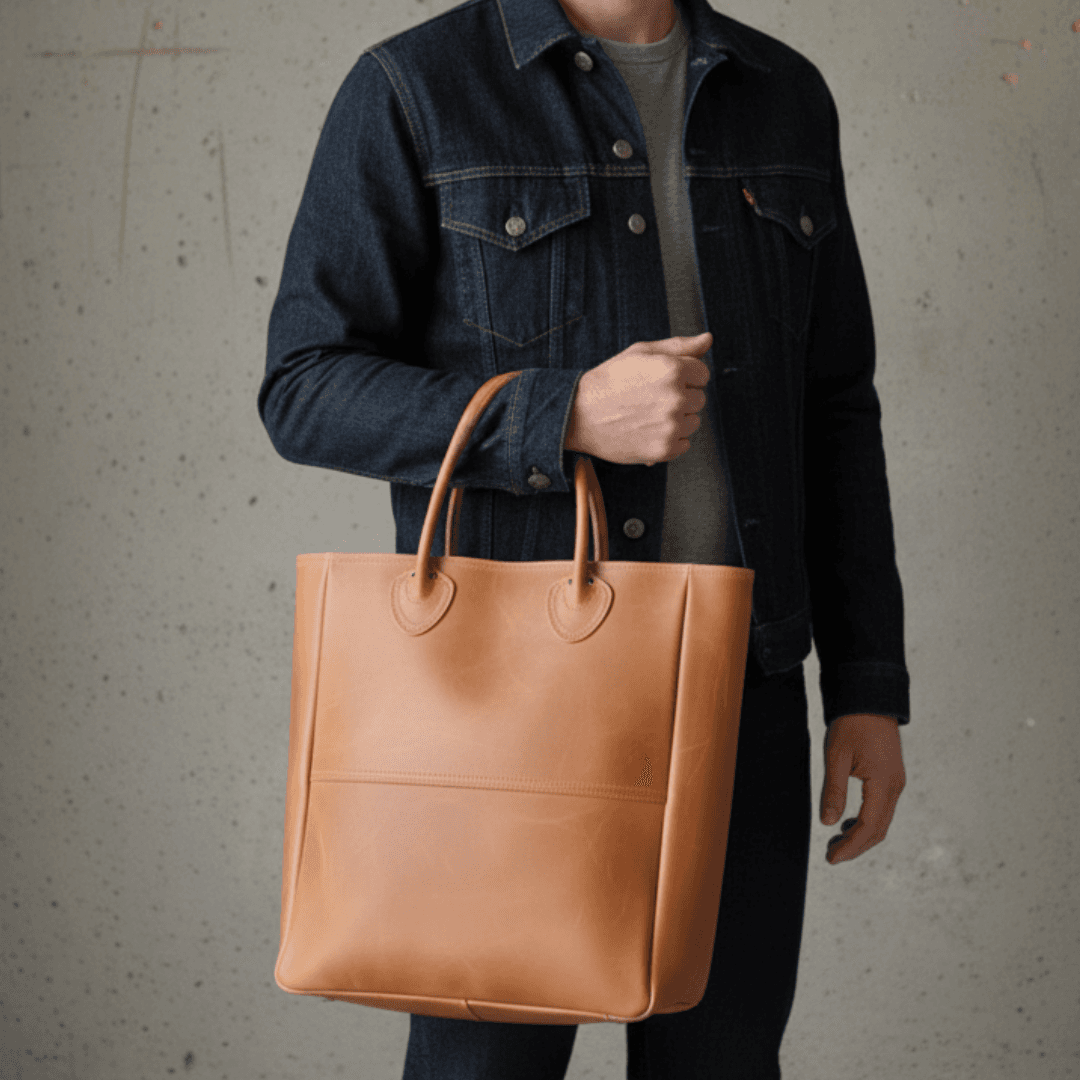 本革ボックストート｜イタリアン植物タンニンなめし革｜A4対応・自立型｜キャメルブラウン | 5枚目