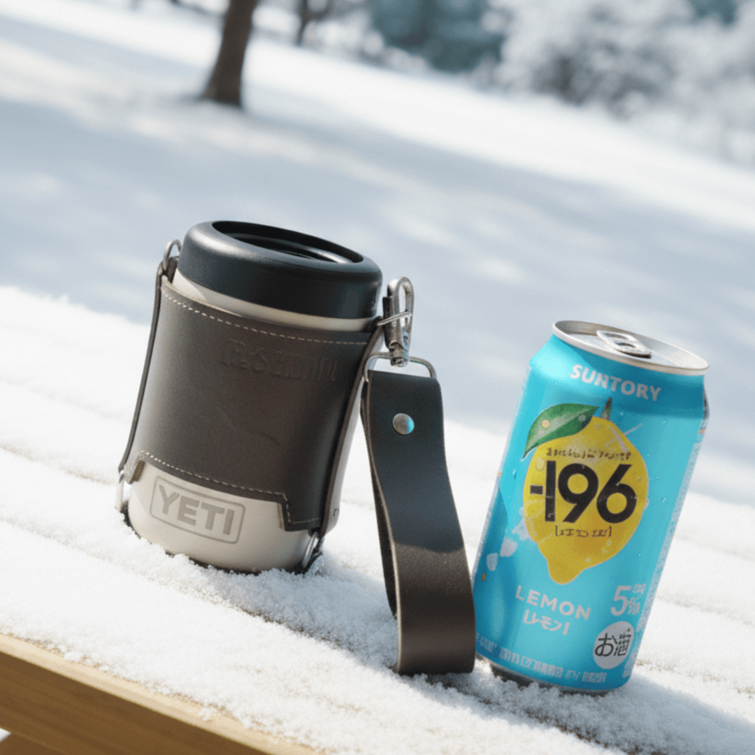 YETI／象印／スタンレー対応 水筒本革スリーブケース｜オーダー制作｜ハンドストラップ付1枚目の画像