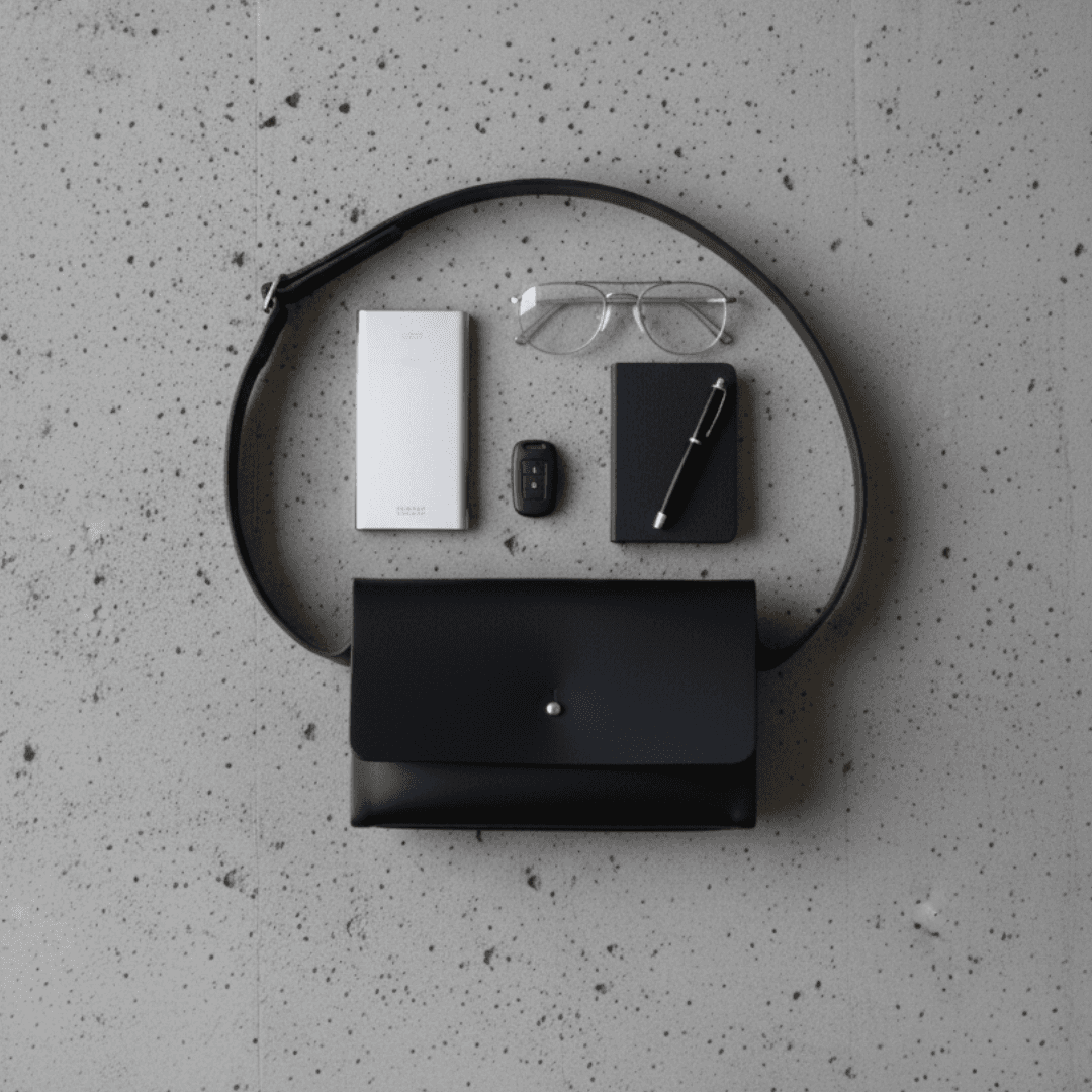 イタリアンレザー・ブラック本革サコッシュ｜極シンプルなミニバッグ