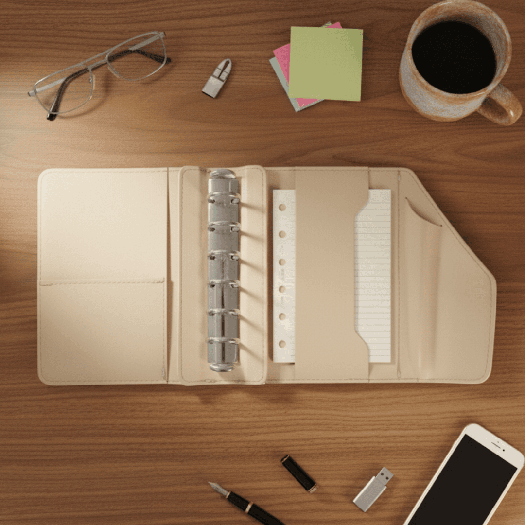 猫も気にニャる　ねこモチーフ イタリアンレザー本革ミニ6穴システム手帳ケース｜カラーオーダー対応 | 3枚目