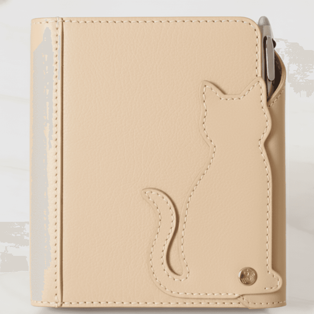 猫も気にニャる　ねこモチーフ イタリアンレザー本革ミニ6穴システム手帳ケース｜カラーオーダー対応 | 4枚目