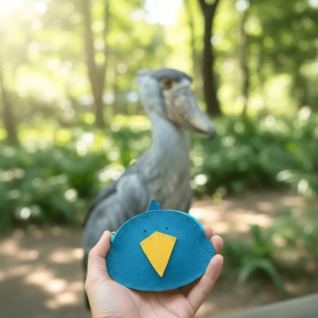 無言の存在感がちょうどいい。 ハシビロコウのファスナーウォレット｜オーダー対応レザー小物1枚目の画像