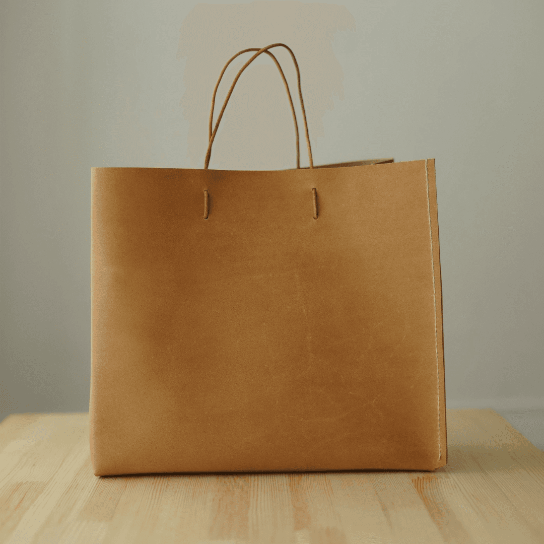 本革 イタリアンレザー キャメルボックストートバッグ｜サイズ・カラーオーダー可／内ポケット追加対応（23×23×9cm） | 2枚目