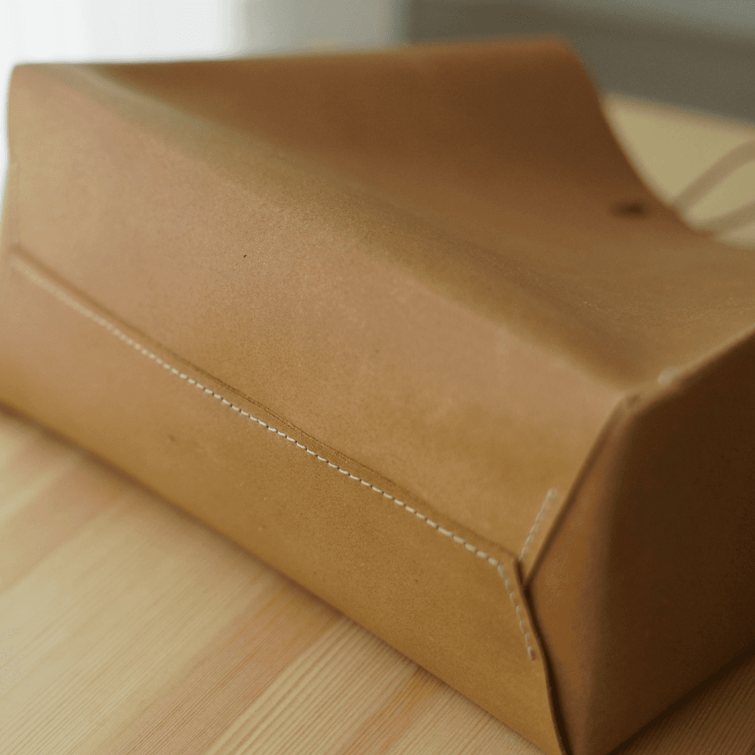 本革 イタリアンレザー キャメルボックストートバッグ｜サイズ・カラーオーダー可／内ポケット追加対応（23×23×9cm） | 4枚目