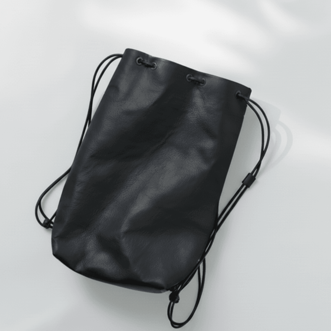 ゴアテックス使用レザー ブラック巾着バッグ｜DRITTON G8｜防水・透湿｜サイズオーダー対応 | 2枚目