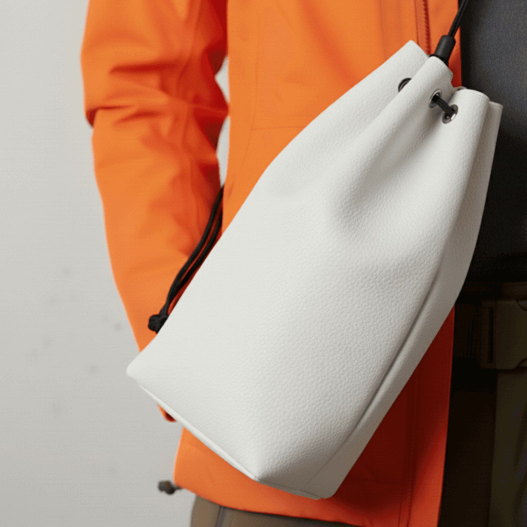 ゴアテックス使用レザー ブラック巾着バッグ｜DRITTON G8｜防水・透湿｜サイズオーダー対応 | 6枚目