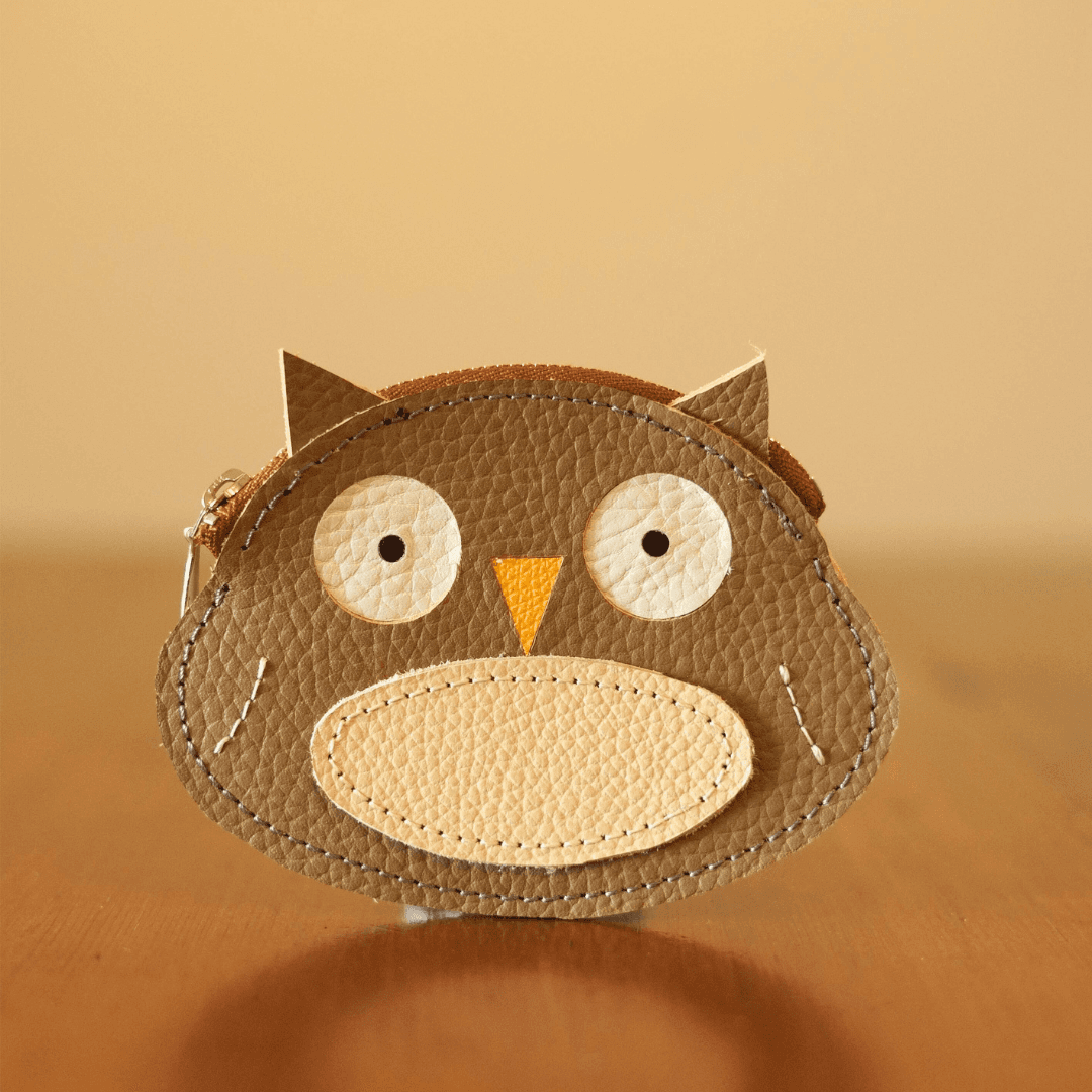 レザーコインケース フクロウモチーフ｜YKKメタルファスナー・鳥モチーフ変更可能 | 1枚目