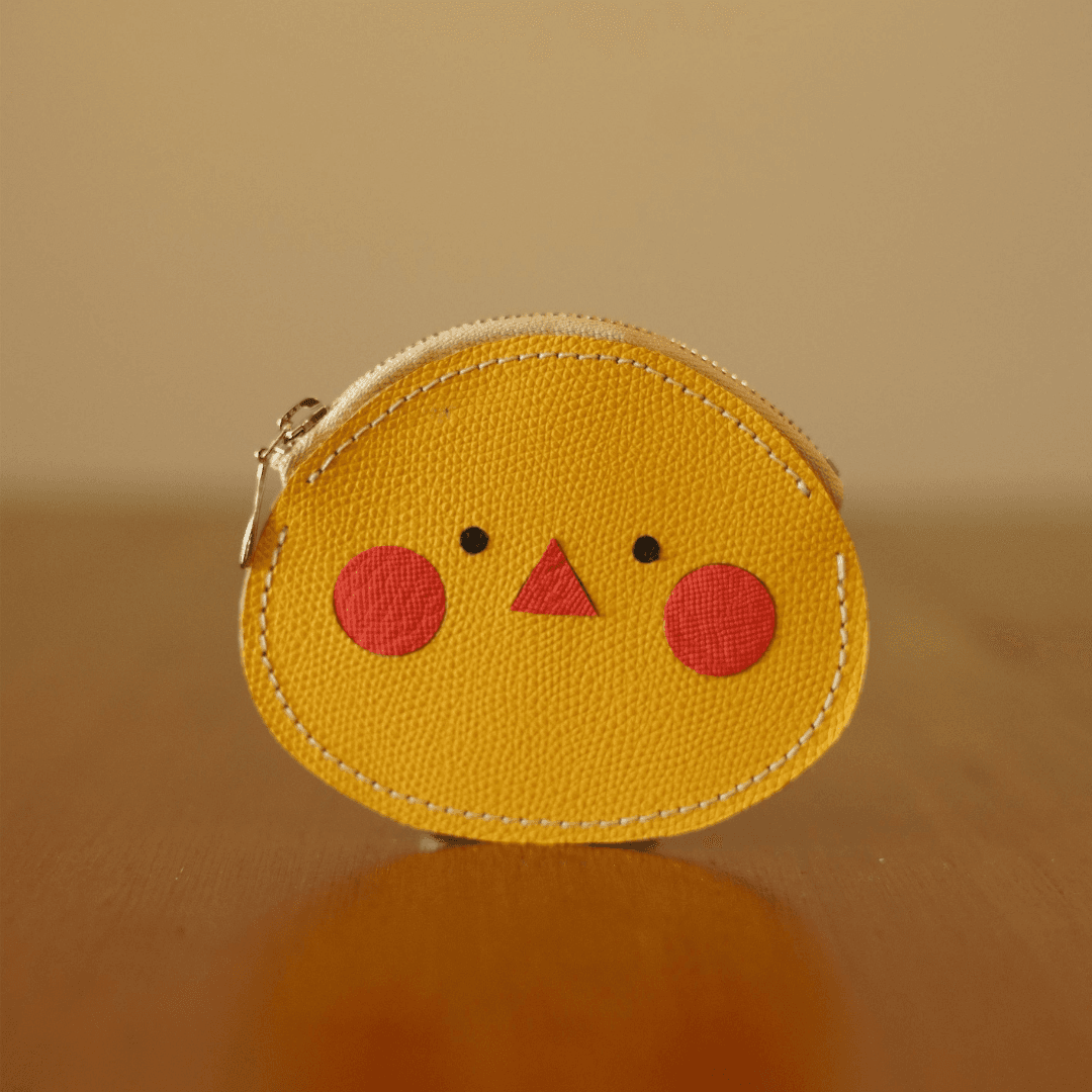 ひよこ レザーコインケース 本革｜ コンパクト 小銭入れ YKKメタルファスナー1枚目の画像