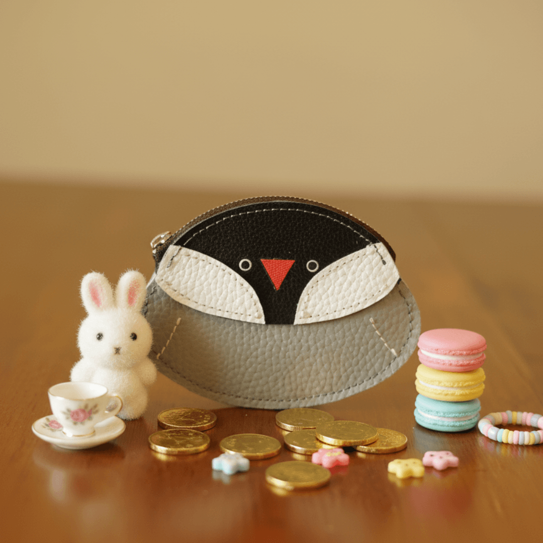 文鳥モチーフの本革コインケース｜ICカード対応・手のひらサイズ | 5枚目