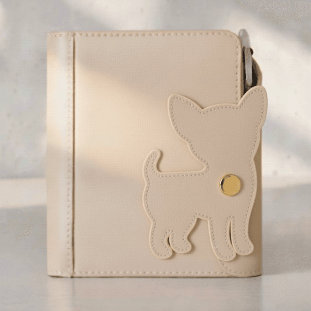 チワワ犬モチーフ ミニ6穴 システム手帳ケース｜イタリアンレザー 本革 犬好き プレゼントにも1枚目の画像