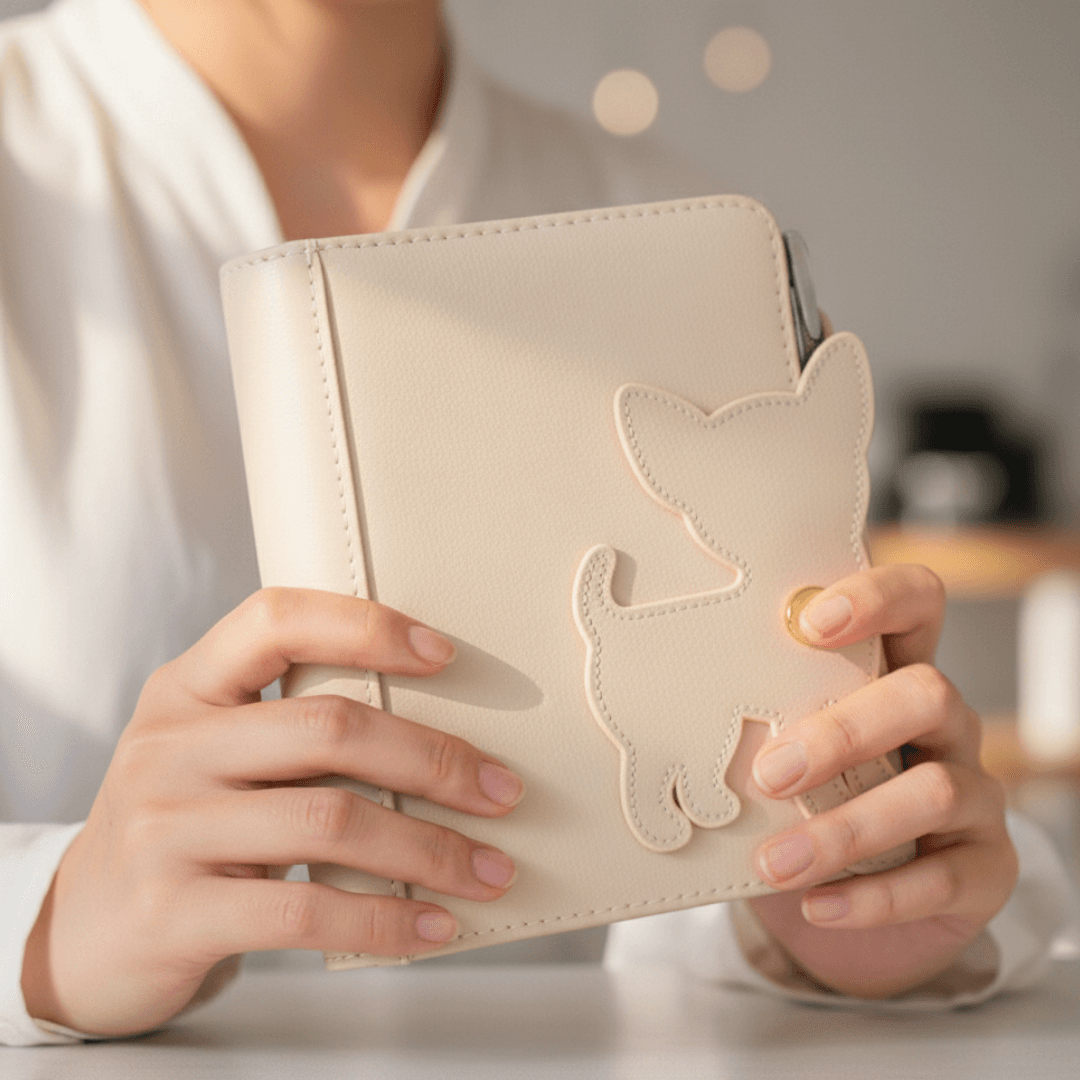 チワワ犬モチーフ ミニ6穴 システム手帳ケース｜イタリアンレザー 本革 犬好き プレゼントにも | 2枚目