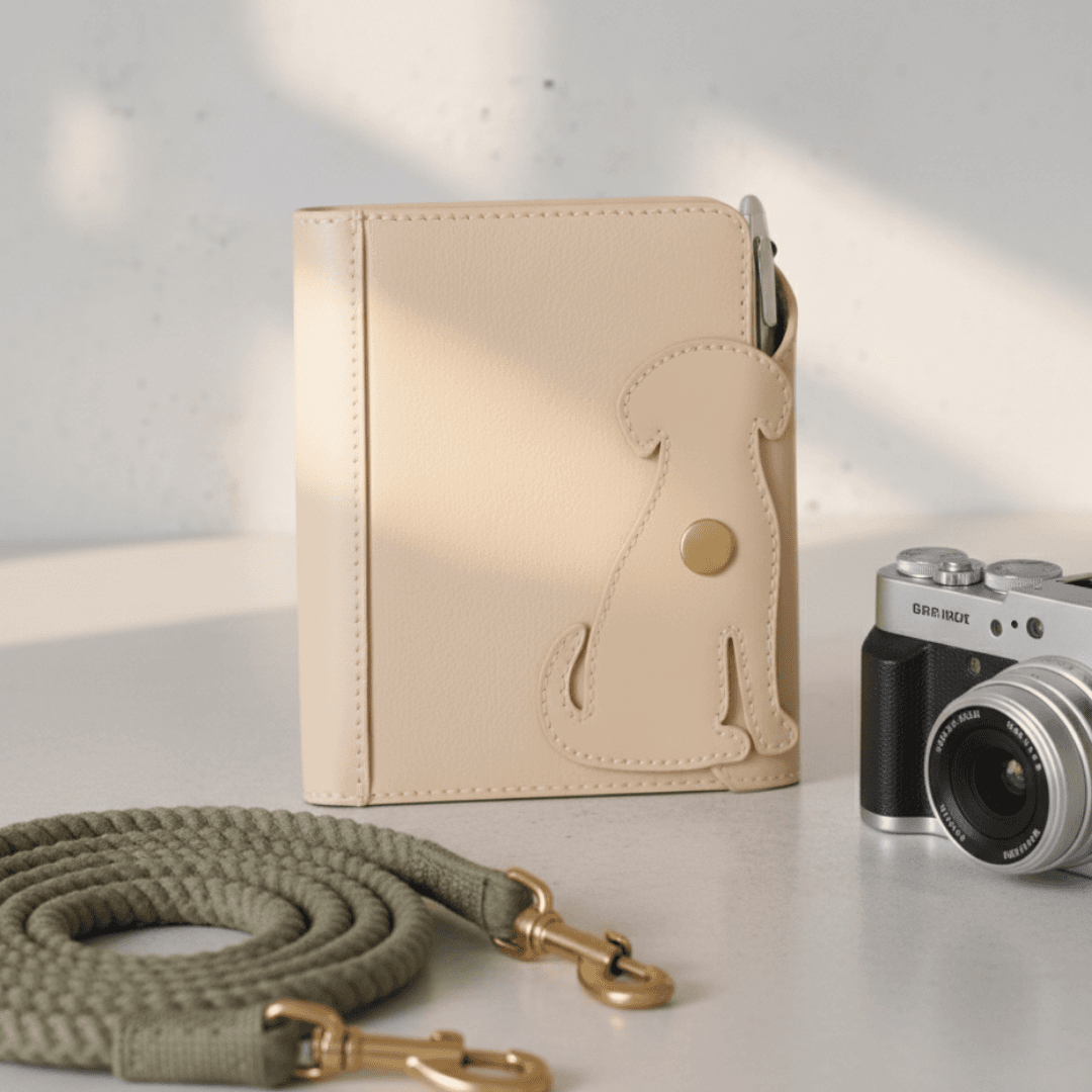 レトリーバー犬モチーフ ミニ6穴 システム手帳ケース｜イタリアンレザー 本革 犬好き プレゼントにも1枚目の画像