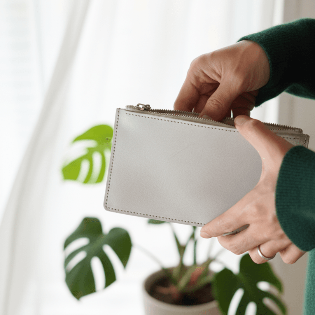 イエロー　本革 ヌメ革 ミニマムウォレット ファスナー付き イタリアンレザー 薄型 長財布 札入れ シンプル | 4枚目