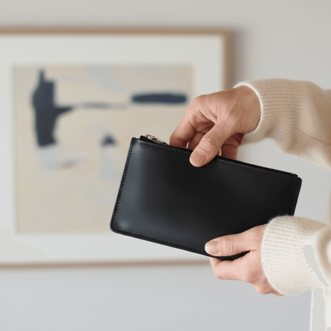 ナチュラル　本革 ヌメ革 ミニマムウォレット ファスナー付き イタリアンレザー 薄型 長財布 札入れ シンプル | 5枚目