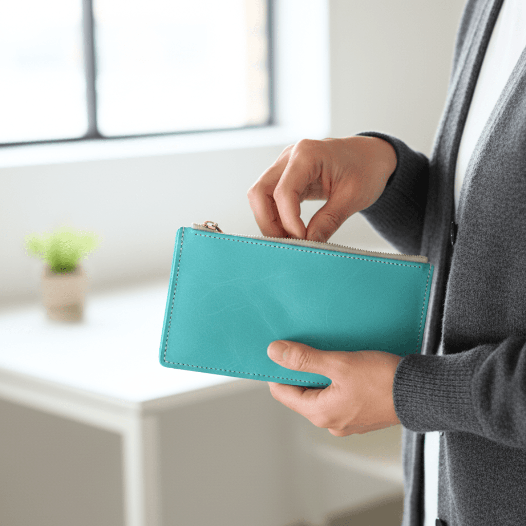 ナチュラル　本革 ヌメ革 ミニマムウォレット ファスナー付き イタリアンレザー 薄型 長財布 札入れ シンプル | 6枚目