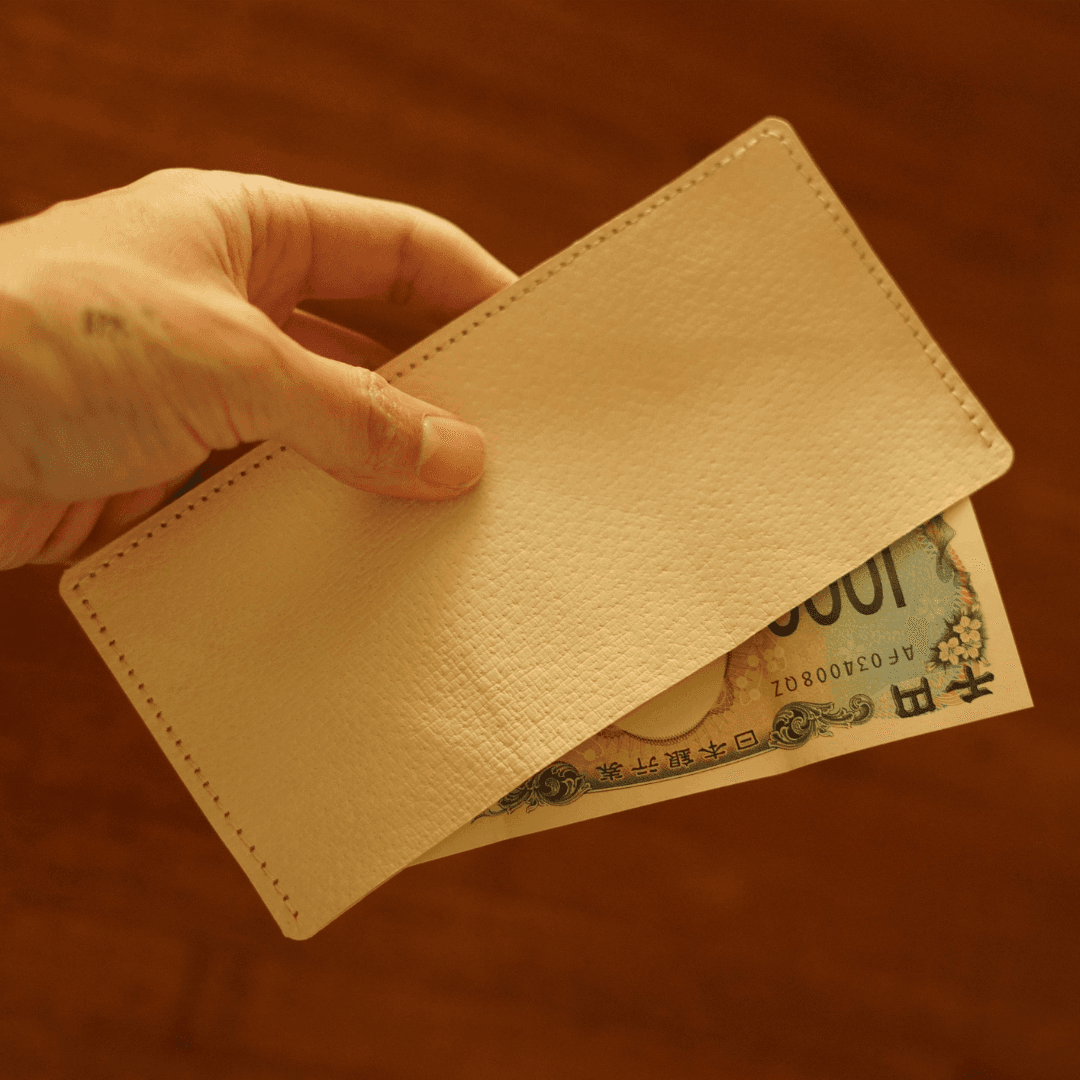 本革豚ヌメ革　薄い長財布札入れ1枚目の画像