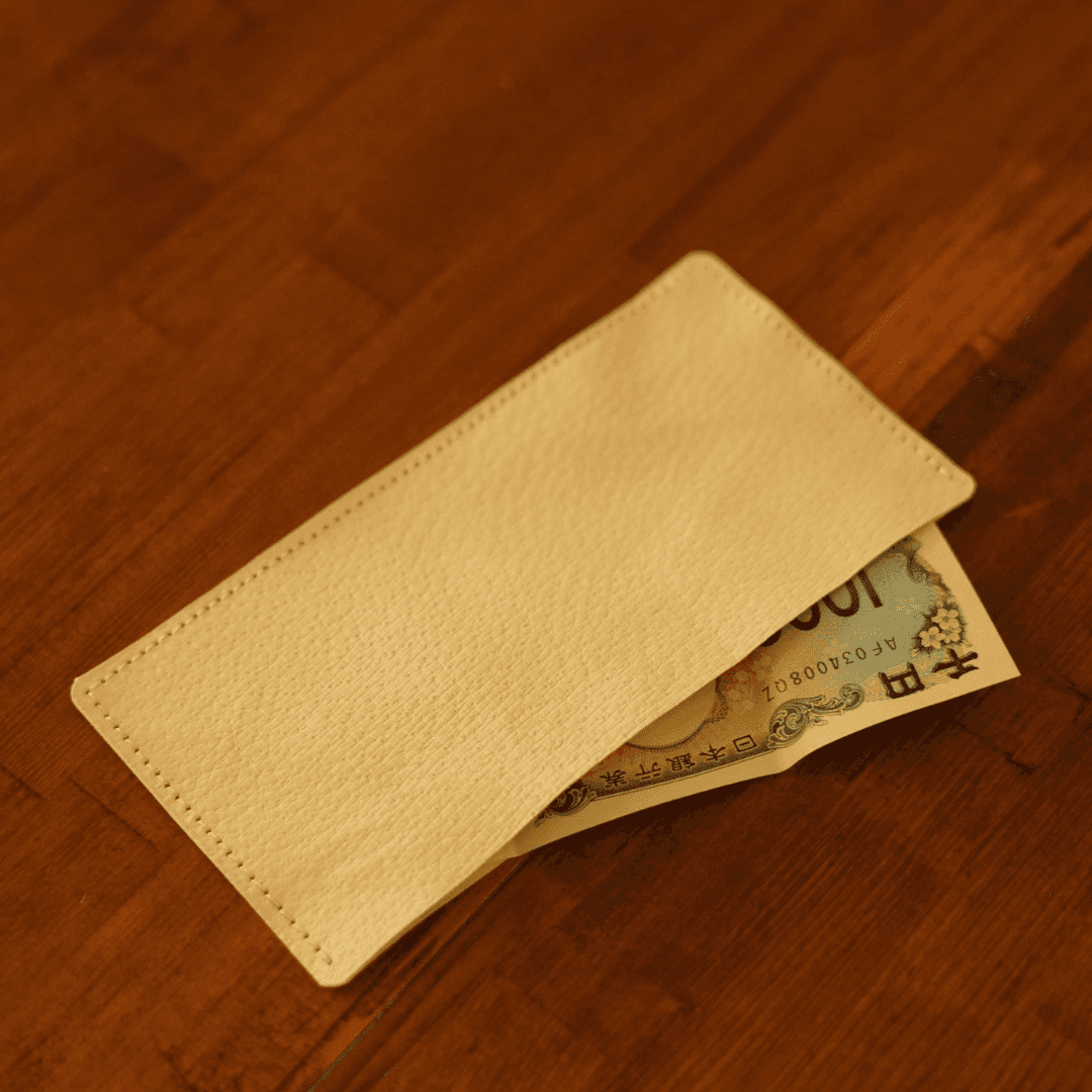 本革豚ヌメ革　薄い長財布札入れ | 2枚目
