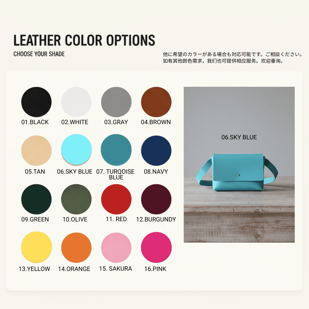 植物タンニン鞣し ヌメ革 ミニサコッシュ 2点セット｜選べるカラー｜経年変化を楽しむ 本革 ショルダーバッグ ポーチ兼用 | 3枚目