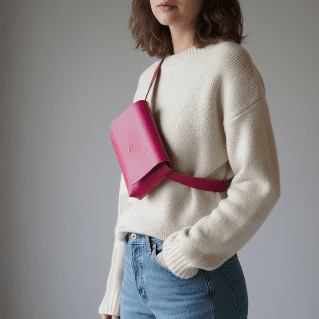 植物タンニン鞣し ヌメ革 ミニサコッシュ 2点セット｜選べるカラー｜経年変化を楽しむ 本革 ショルダーバッグ ポーチ兼用 | 5枚目