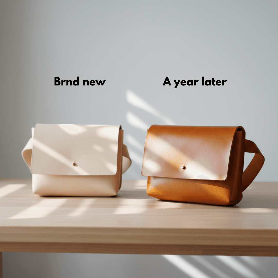 植物タンニン鞣し ヌメ革 ミニサコッシュ 2点セット｜選べるカラー｜経年変化を楽しむ 本革 ショルダーバッグ ポーチ兼用 | 9枚目