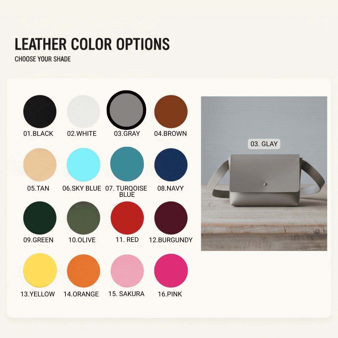 イタリアンレザー・グレー本革サコッシュ｜ミニマルデザインのミニバッグ | 3枚目