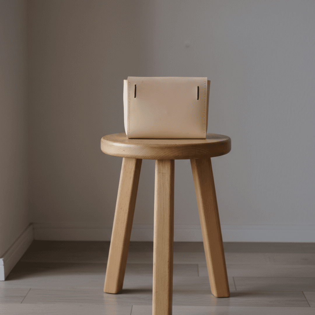 イタリアンレザー・グレー本革サコッシュ｜ミニマルデザインのミニバッグ | 6枚目