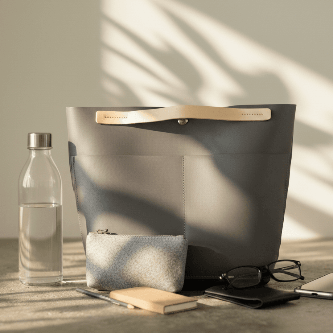 軽量・高耐久 ダイニーマレザー トートバッグ｜防水 ミニトート バッグインバッグ対応　ブラック グレー ホワイト | 7枚目