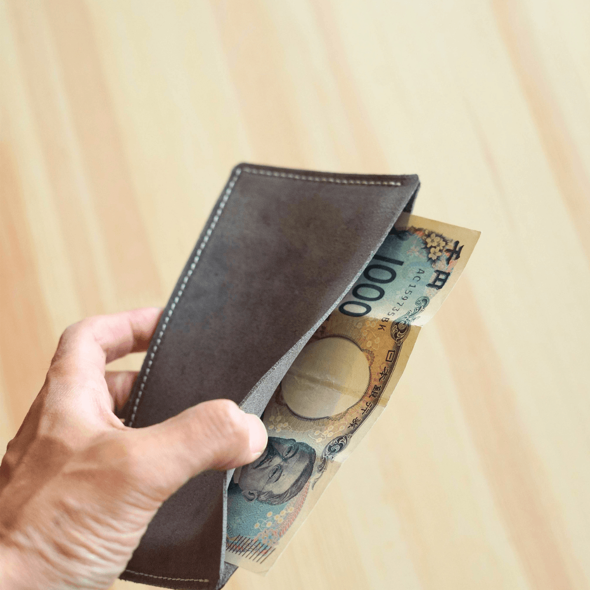 【ミニマル設計】イタリアンレザー 札入れ|本革 スリムウォレット 領収書ケース 薄型財布 | 2枚目