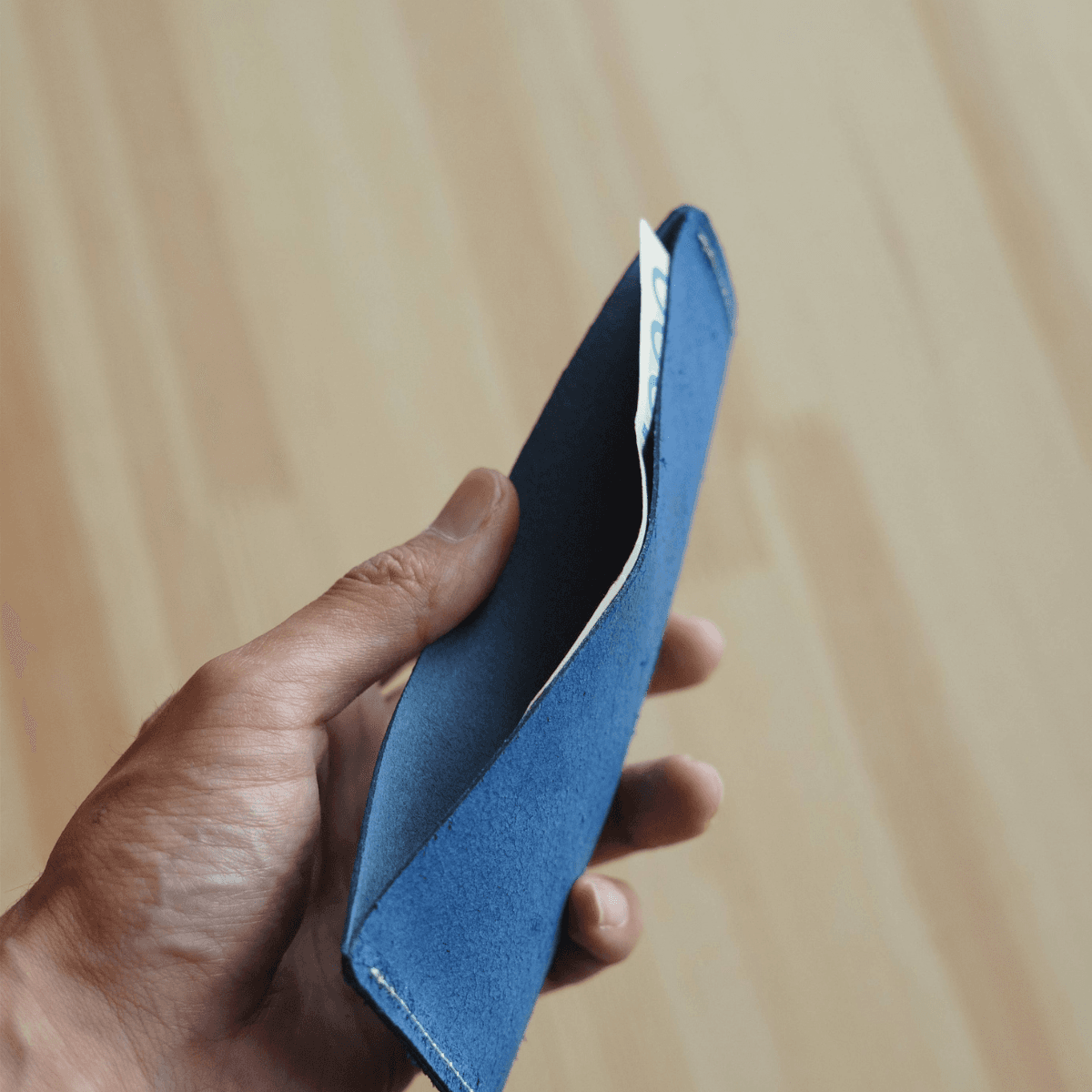 【ミニマル設計】イタリアンレザー 札入れ|本革 スリムウォレット 領収書ケース 薄型財布 くすみネイビーブルー | 2枚目