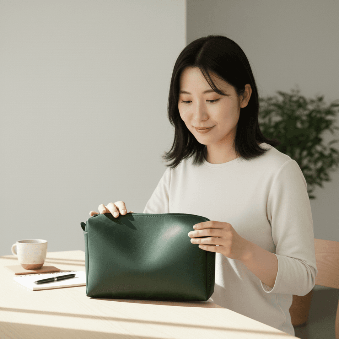 ホーウィン社 クロムエクセルレザー ポーチ(グリーン) サイズカラー変更可能1枚目の画像