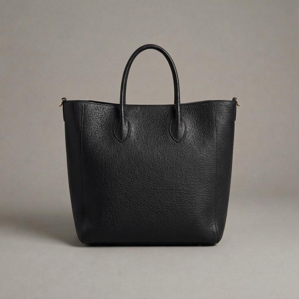 ブラック ブルレザーの存在感。ナチュラルシュリンク・オイルバケッタのA4トートバッグ1枚目の画像