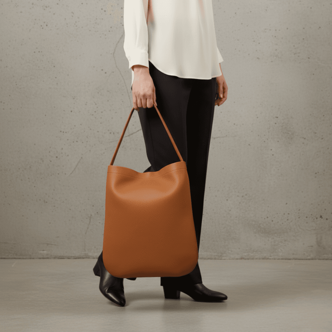 本革ショルダートート|キャメルブラウン|イタリアンレザー・A4サイズ収納可1枚目の画像