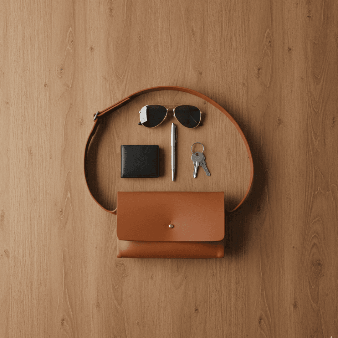 イタリアンレザー・キャメルブラウンサコッシュ|味わい深い本革ミニショルダー1枚目の画像